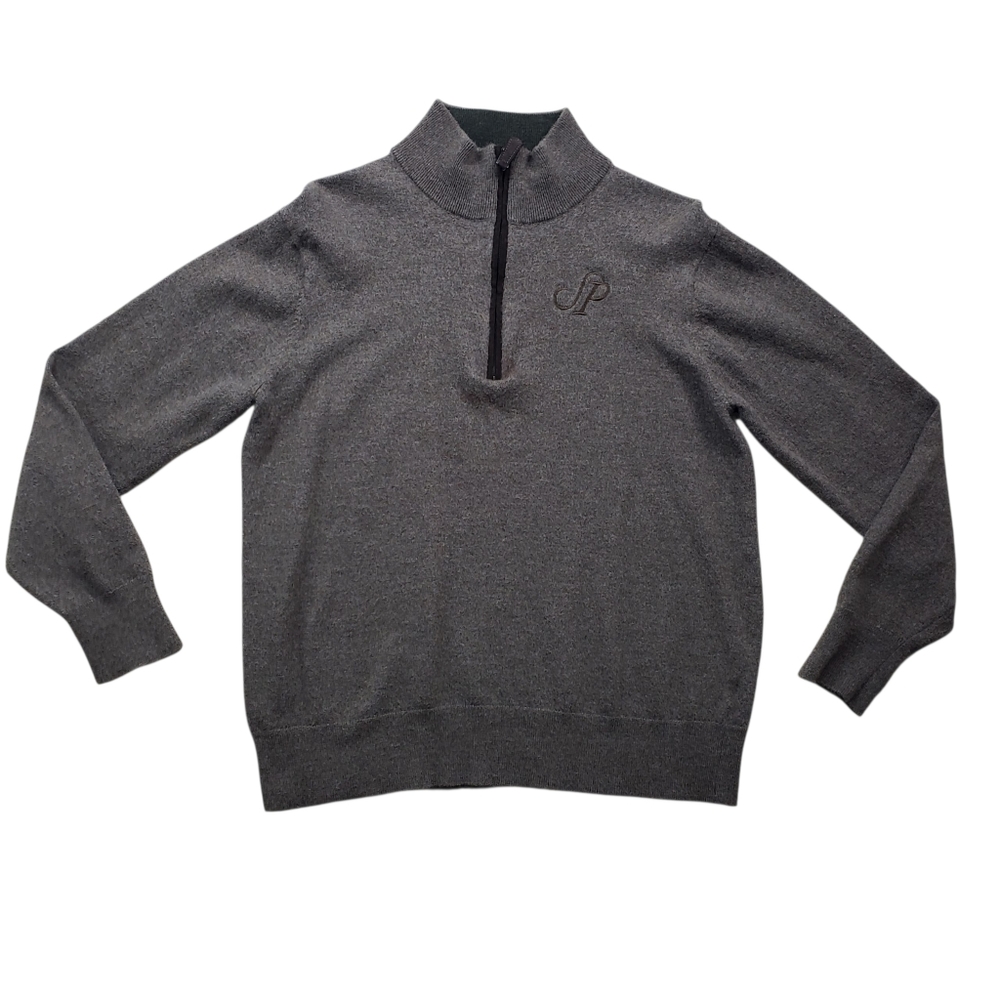 Orvis Sweater Mens Medium Brown Wool 1/4 Zip Long Sleeve Mock Neck Knit Pullover